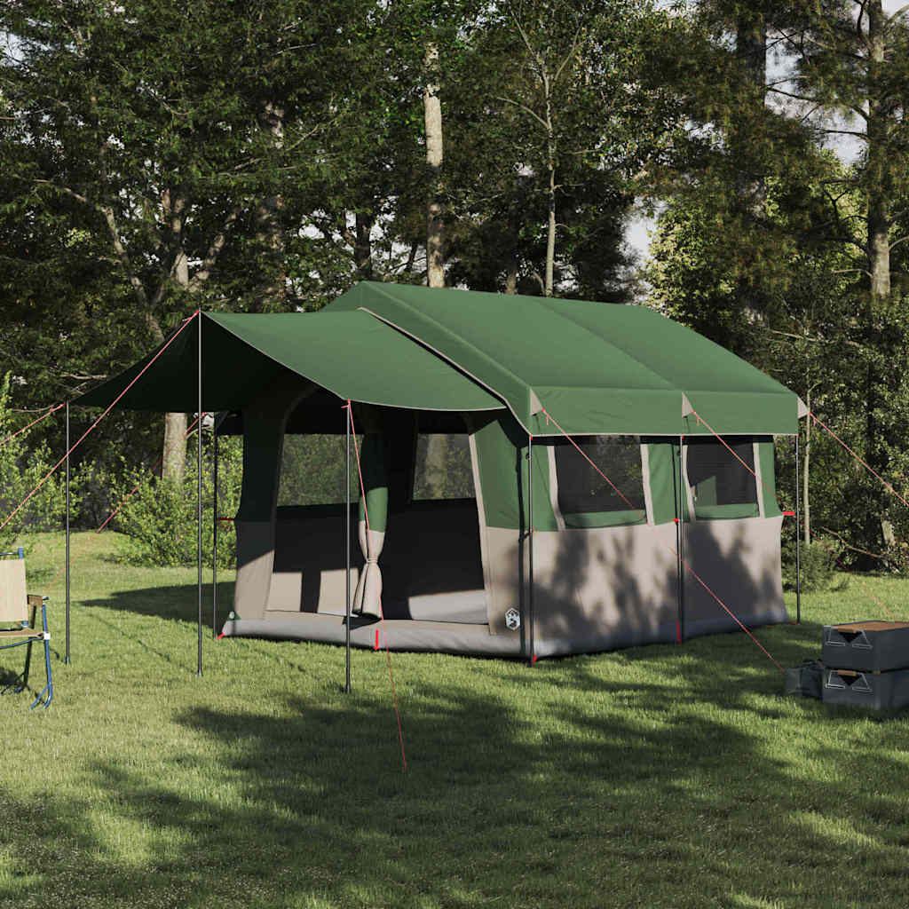 Gezinstent met dak met opslag Groen en Wit 324 x 255 x 230 cm