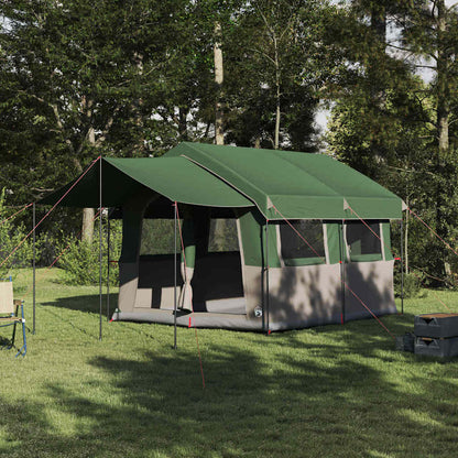 Gezinstent met dak met opslag Groen en Wit 324 x 255 x 230 cm