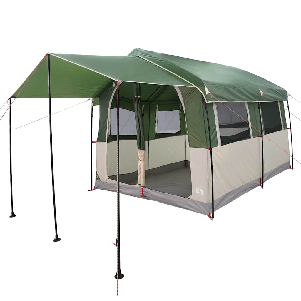 Gezinstent met dak met opslag Groen en Wit 324 x 255 x 230 cm