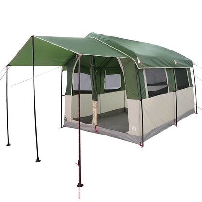 Gezinstent met dak met opslag Groen en Wit 324 x 255 x 230 cm