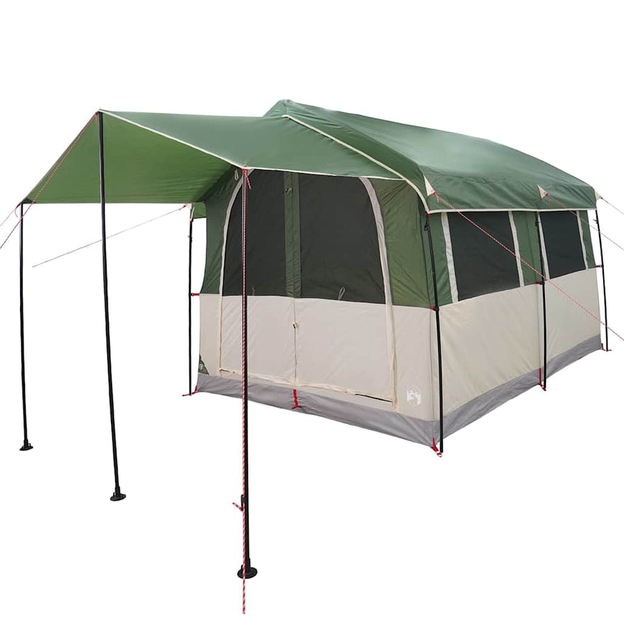 Gezinstent met dak met opslag Groen en Wit 324 x 255 x 230 cm