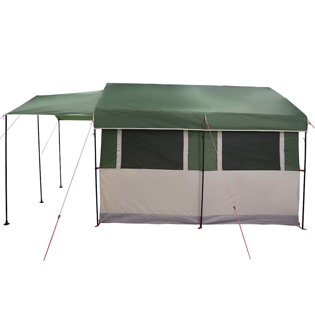 Gezinstent met dak met opslag Groen en Wit 324 x 255 x 230 cm