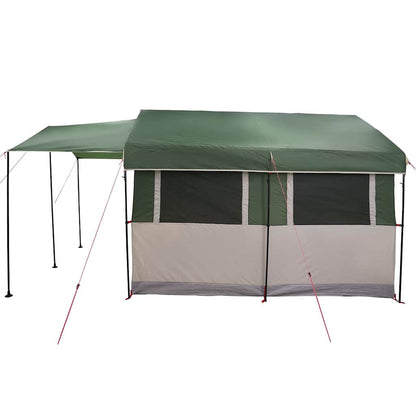 Gezinstent met dak met opslag Groen en Wit 324 x 255 x 230 cm