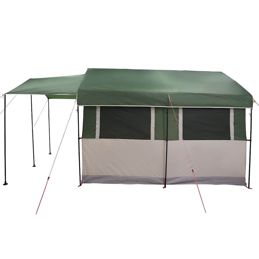 Gezinstent met dak met opslag Groen en Wit 324 x 255 x 230 cm