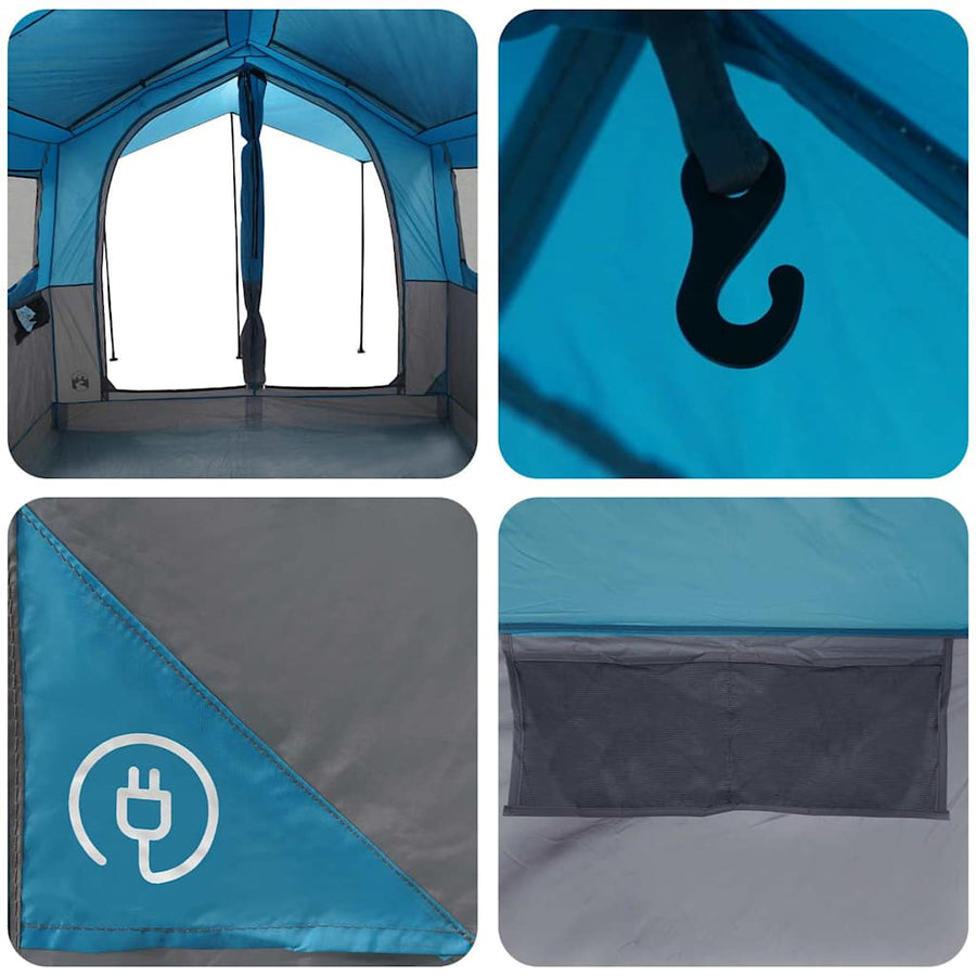 Gezinstent met dak met opslag Blauw en Grijs 324 x 255 x 230 cm