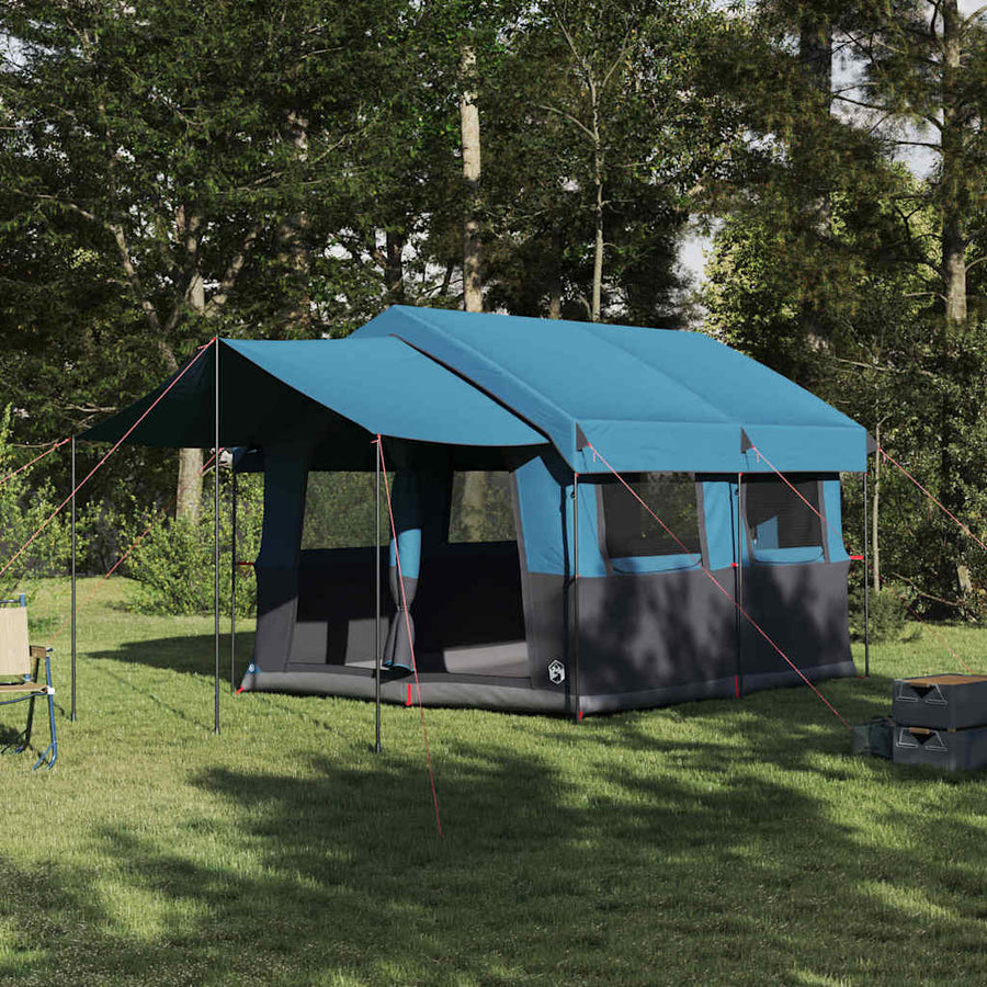 Gezinstent met dak met opslag Blauw en Grijs 324 x 255 x 230 cm
