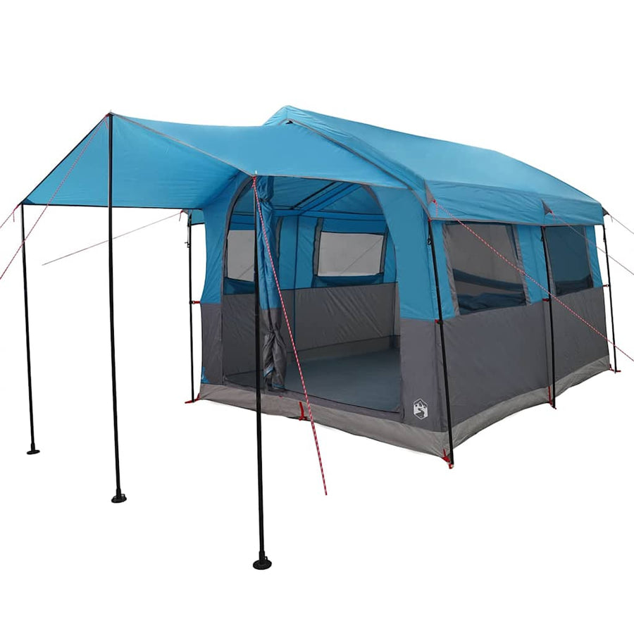 Gezinstent met dak met opslag Blauw en Grijs 324 x 255 x 230 cm