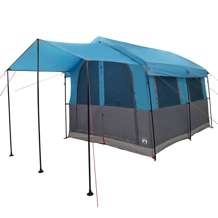 Gezinstent met dak met opslag Blauw en Grijs 324 x 255 x 230 cm