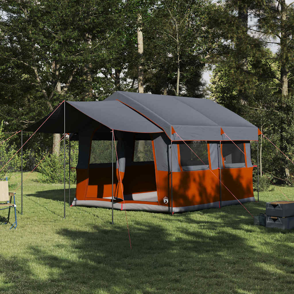 Gezinstent met dak Grijs en Oranje 324 x 255 x 230 cm