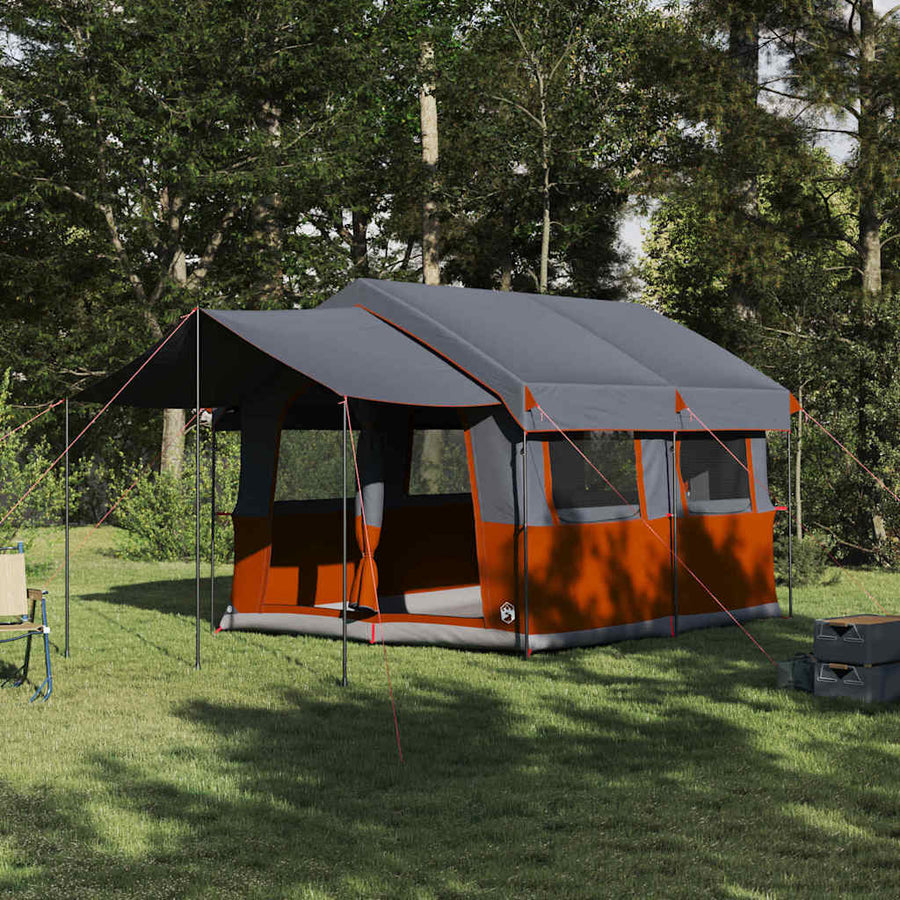 Gezinstent met dak Grijs en Oranje 324 x 255 x 230 cm