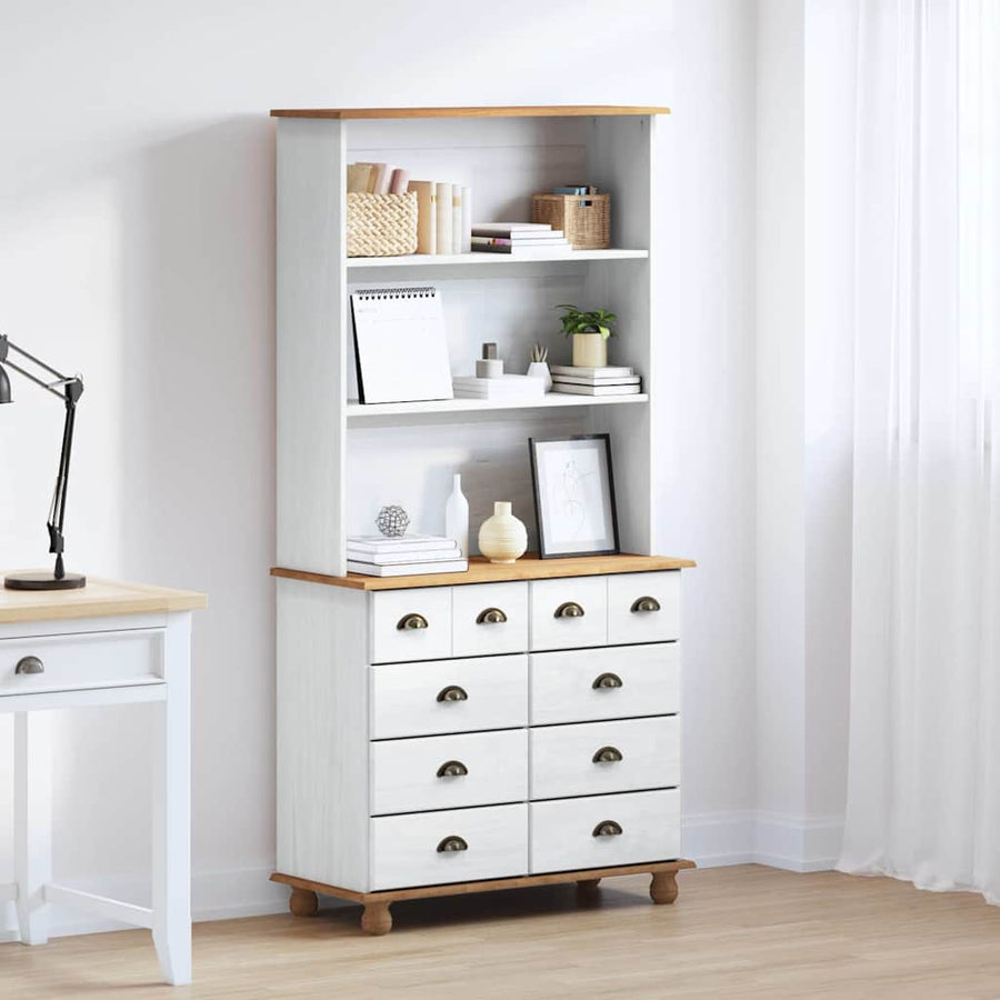 Hutch met lade ASKIM Wit 91 x 40 x 184 cm Massief grenenhout