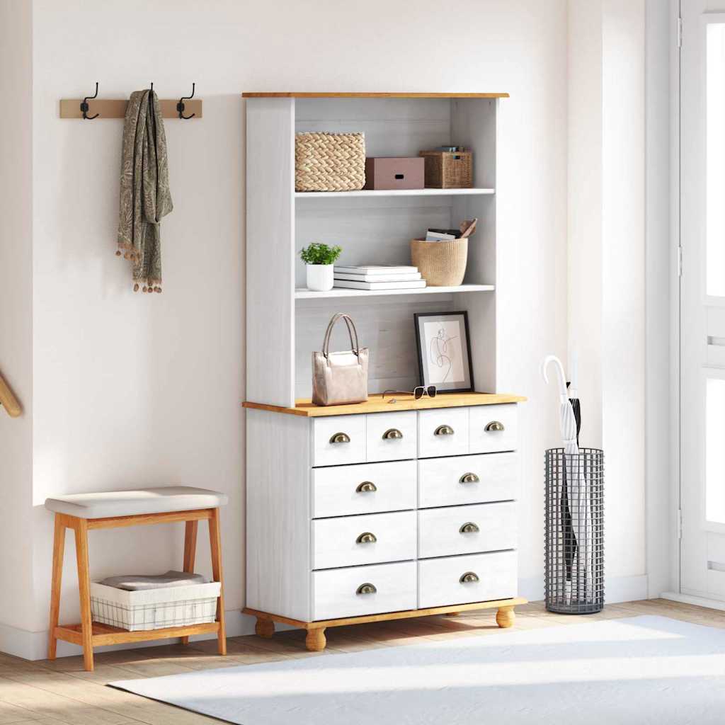 Hutch met lade ASKIM Wit 91 x 40 x 184 cm Massief grenenhout