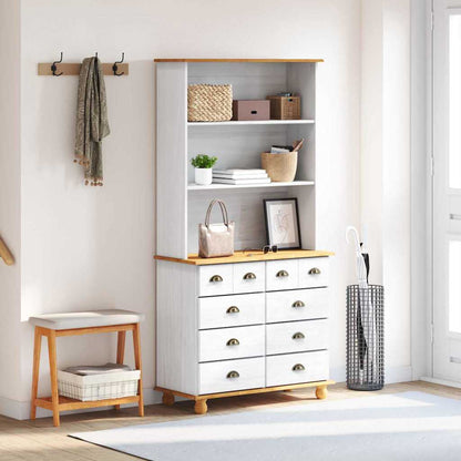 Hutch met lade ASKIM Wit 91 x 40 x 184 cm Massief grenenhout