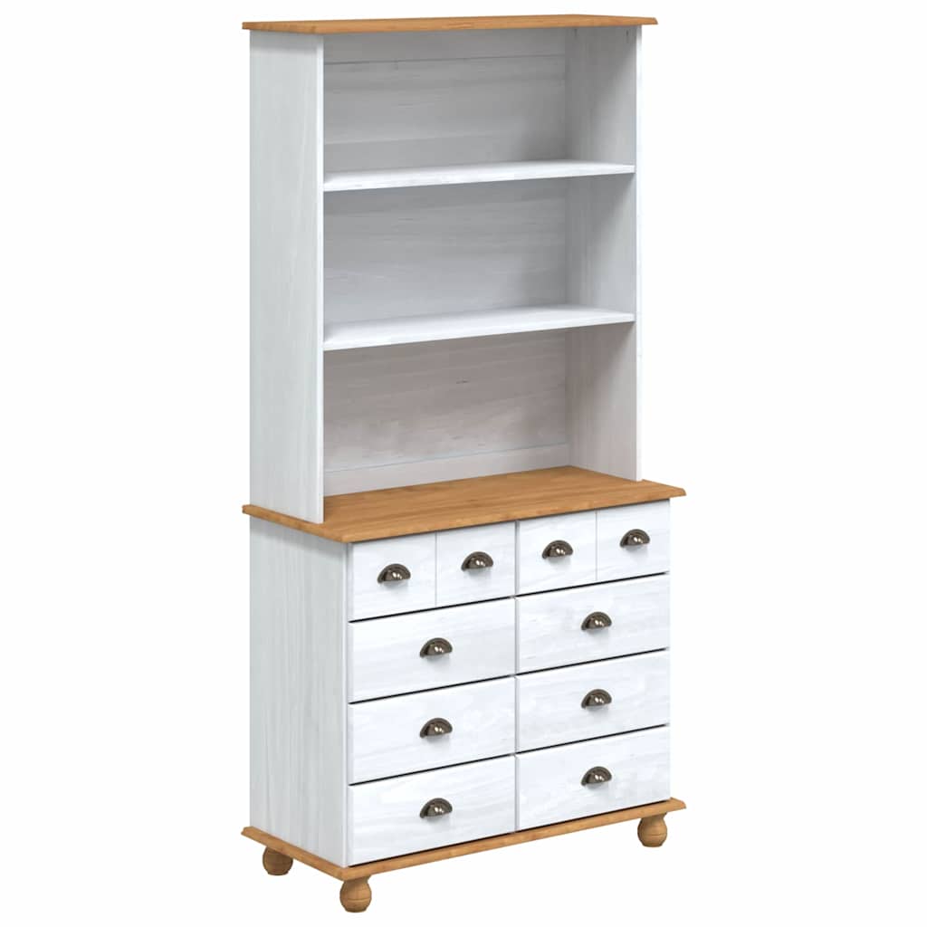 Hutch met lade ASKIM Wit 91 x 40 x 184 cm Massief grenenhout
