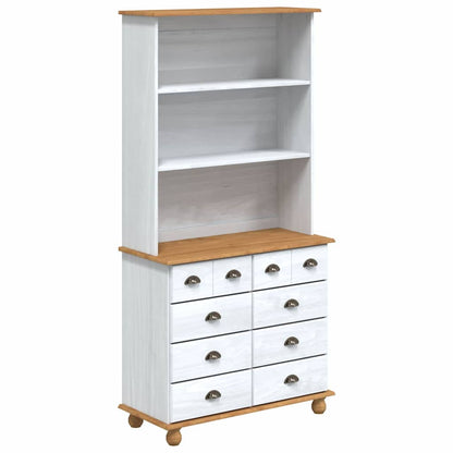 Hutch met lade ASKIM Wit 91 x 40 x 184 cm Massief grenenhout