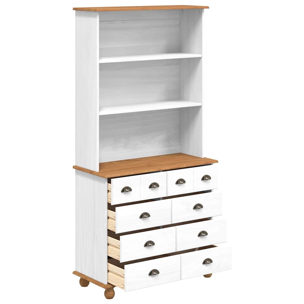 Hutch met lade ASKIM Wit 91 x 40 x 184 cm Massief grenenhout