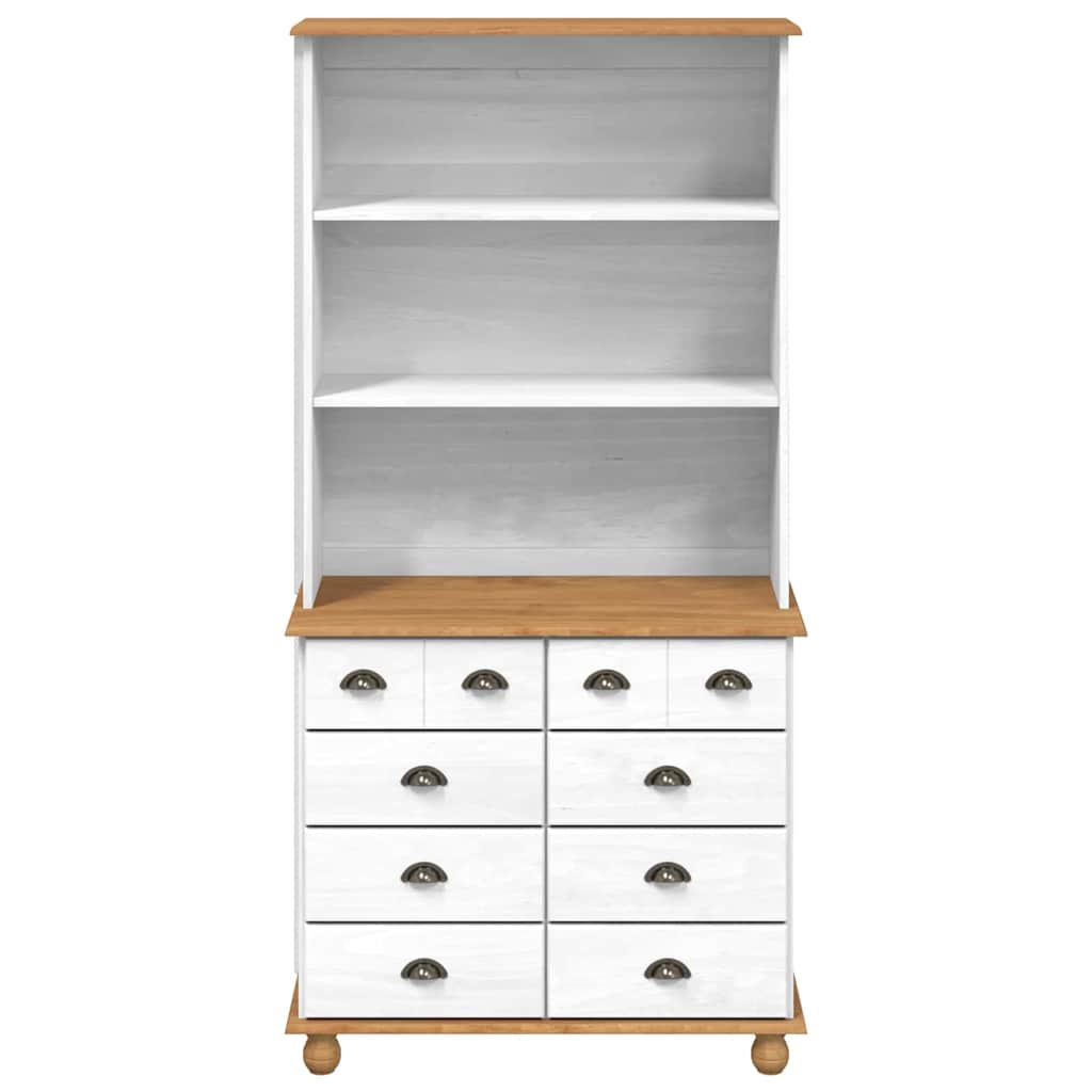 Hutch met lade ASKIM Wit 91 x 40 x 184 cm Massief grenenhout