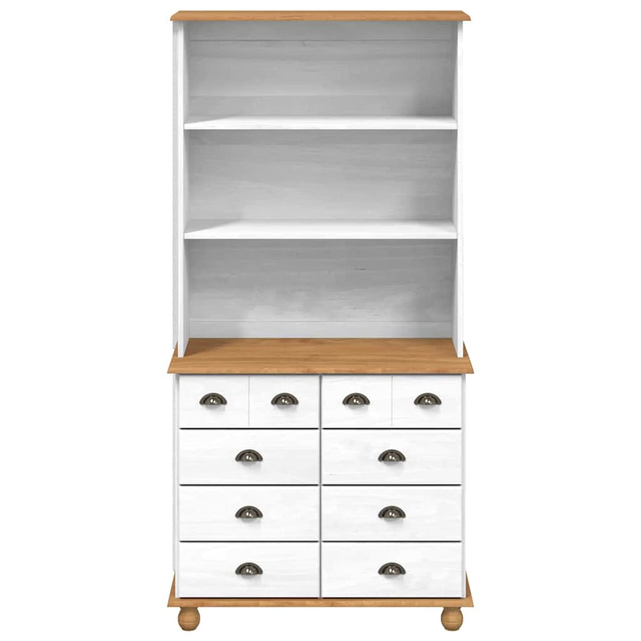 Hutch met lade ASKIM Wit 91 x 40 x 184 cm Massief grenenhout