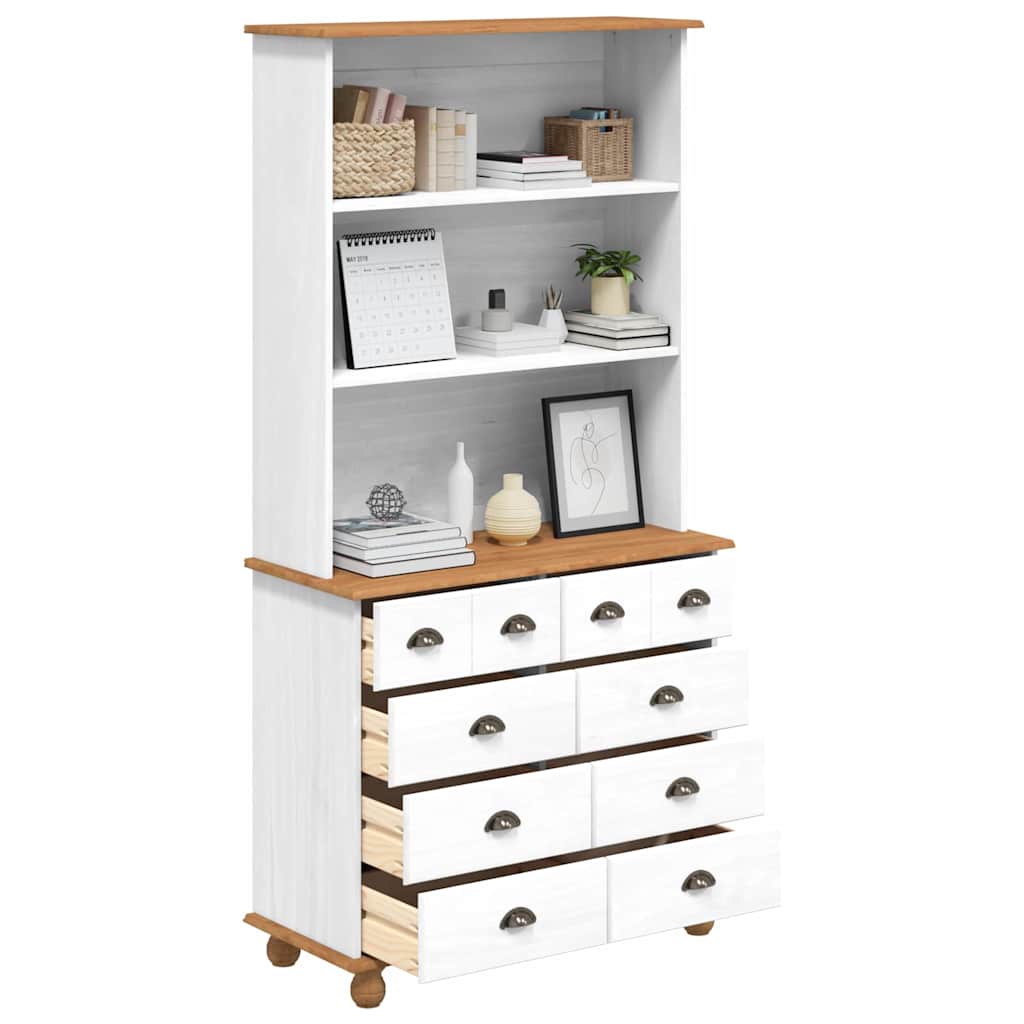 Hutch met lade ASKIM Wit 91 x 40 x 184 cm Massief grenenhout