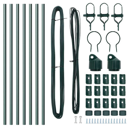 Afrasteringspaal 7 pcs Groen Staal