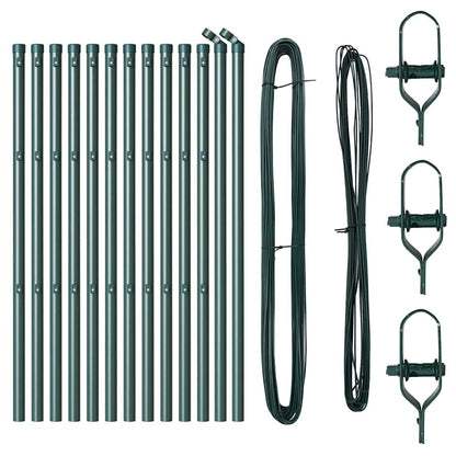 Afrasteringspaal 13 pcs Groen Staal