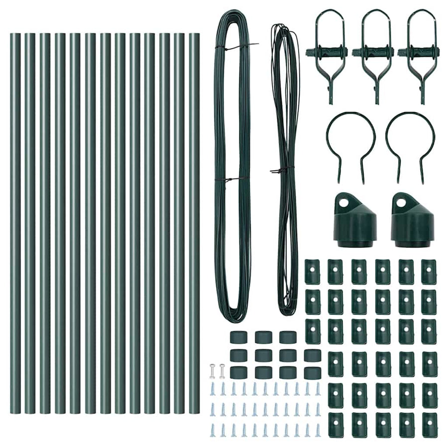 Afrasteringspaal 13 pcs Groen Staal