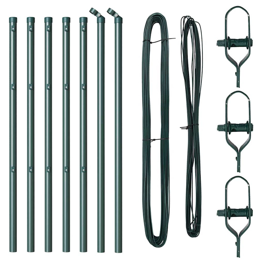 Afrasteringspaal 7 pcs Groen Staal