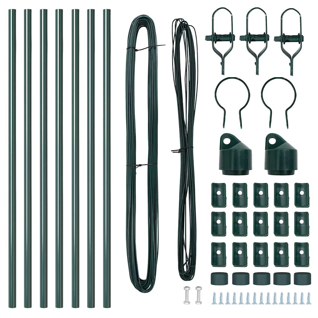Afrasteringspaal 7 pcs Groen Staal