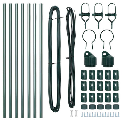 Afrasteringspaal 7 pcs Groen Staal