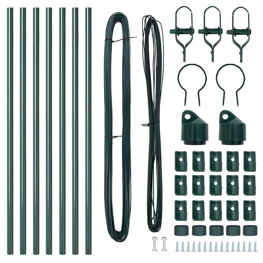 Afrasteringspaal 7 pcs Groen Staal