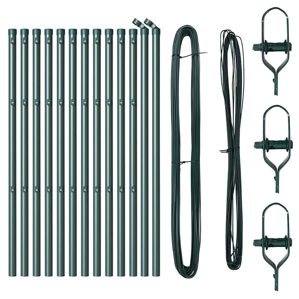 Afrasteringspaal 13 pcs Groen Staal