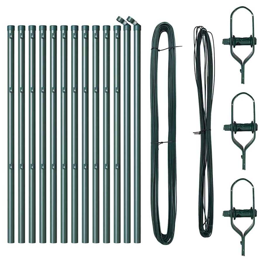 Afrasteringspaal 13 pcs Groen Staal