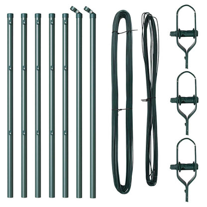 Afrasteringspaal 7 pcs Groen Staal