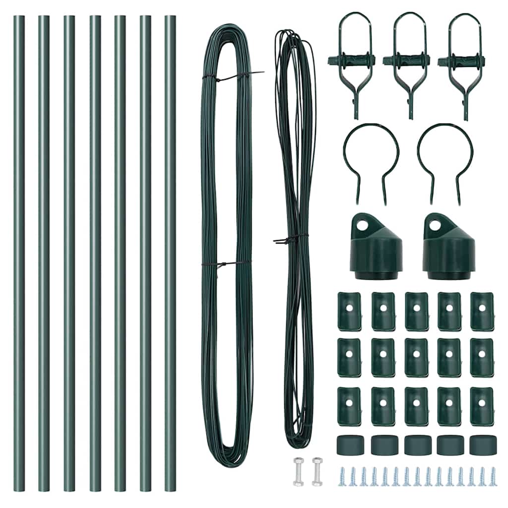 Afrasteringspaal 7 pcs Groen Staal