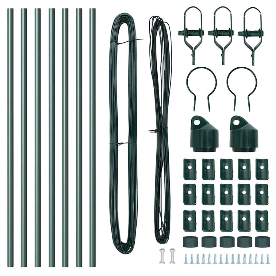 Afrasteringspaal 7 pcs Groen Staal