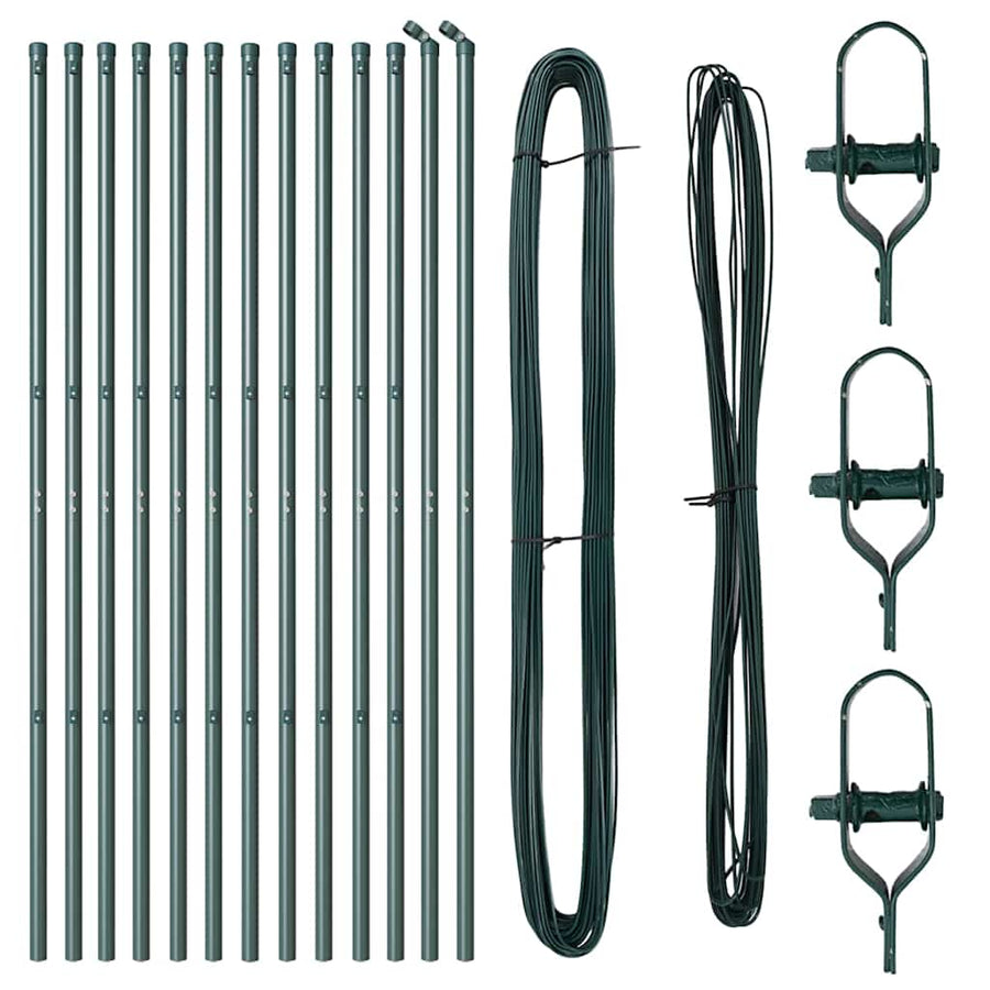 Afrasteringspaal 13 pcs Groen Staal