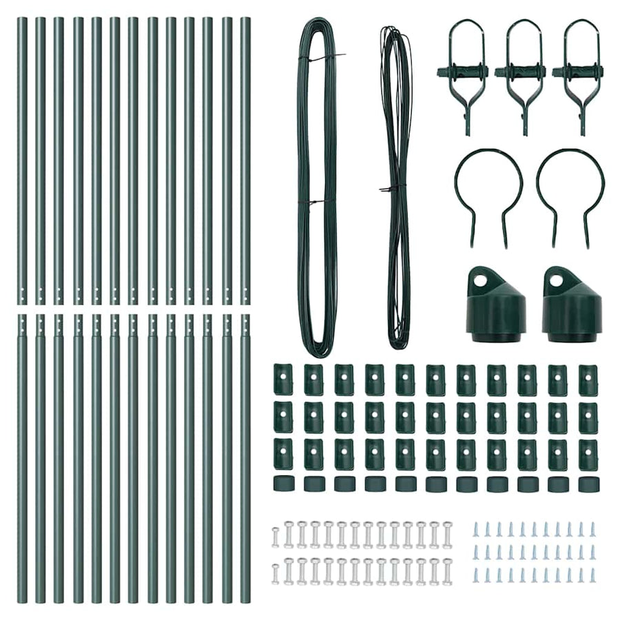 Afrasteringspaal 13 pcs Groen Staal