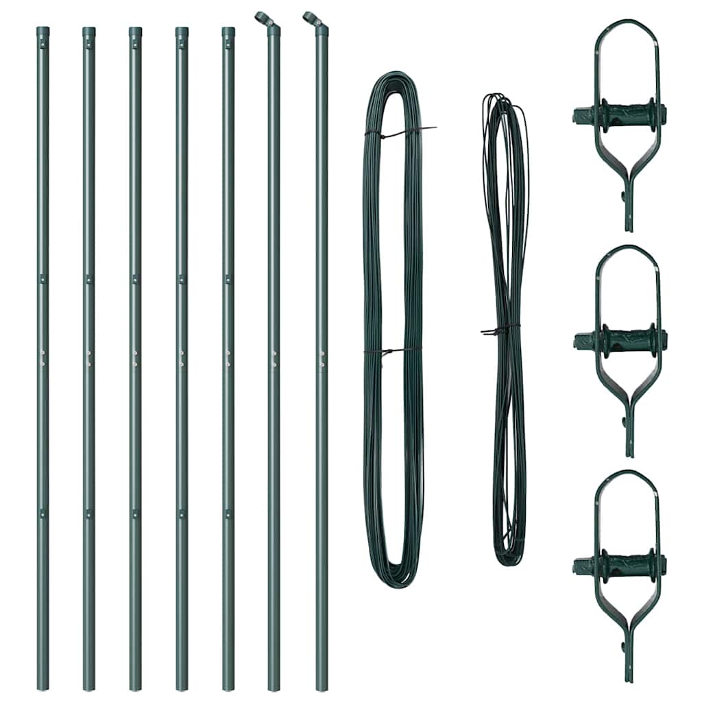 Afrasteringspaal 7 pcs Groen Staal