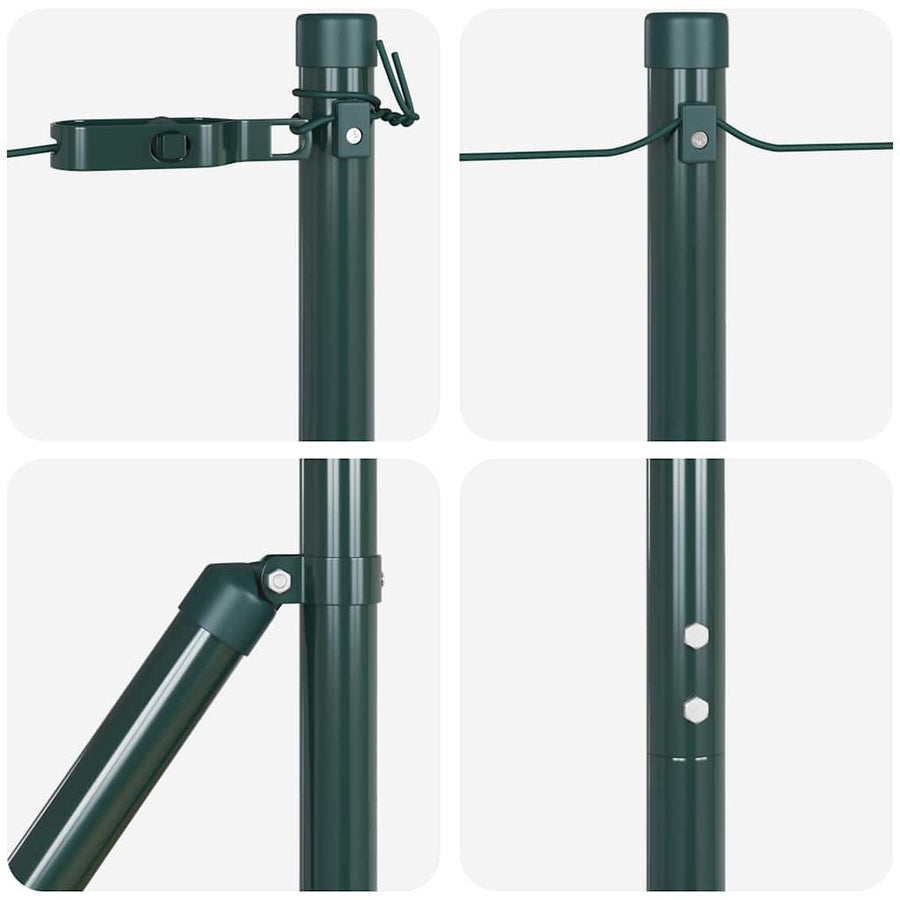 Afrasteringspaal 7 pcs Groen Staal