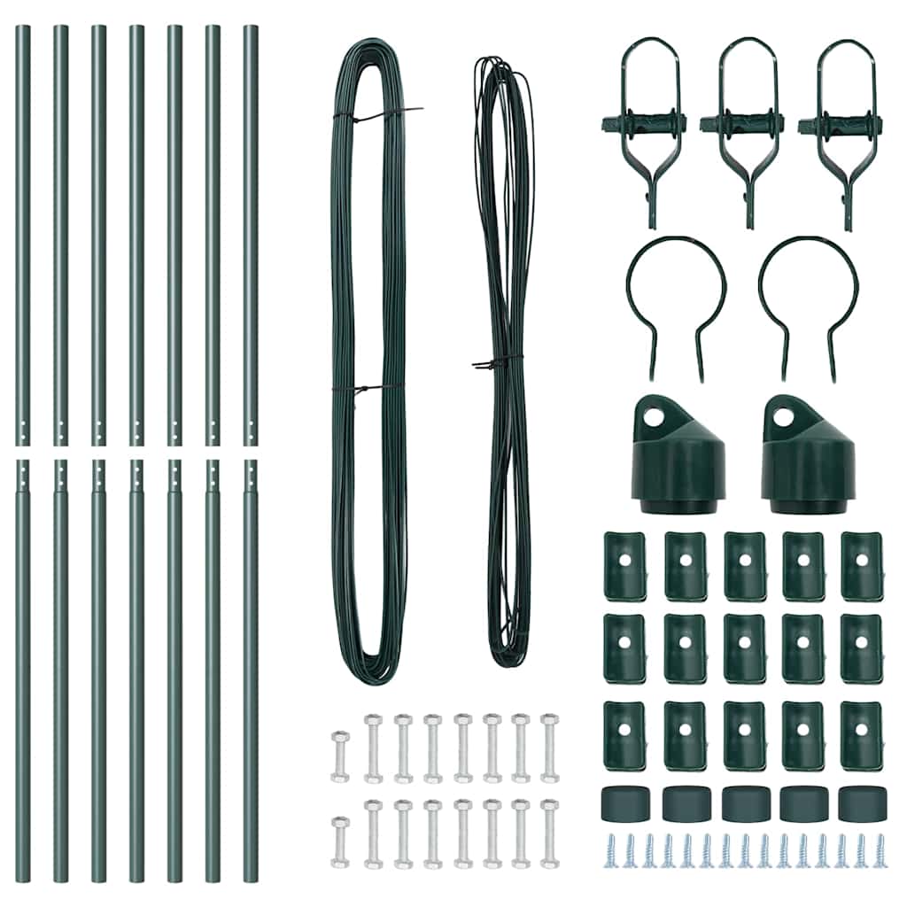 Afrasteringspaal 7 pcs Groen Staal
