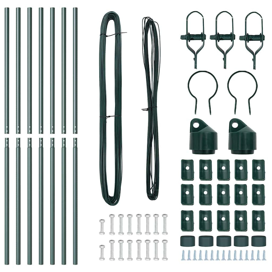 Afrasteringspaal 7 pcs Groen Staal