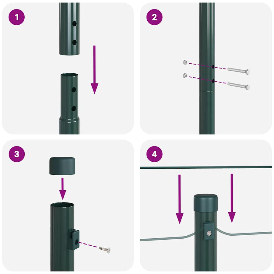 Afrasteringspaal 7 pcs Groen Staal