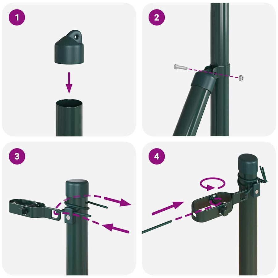 Afrasteringspaal 7 pcs Groen Staal