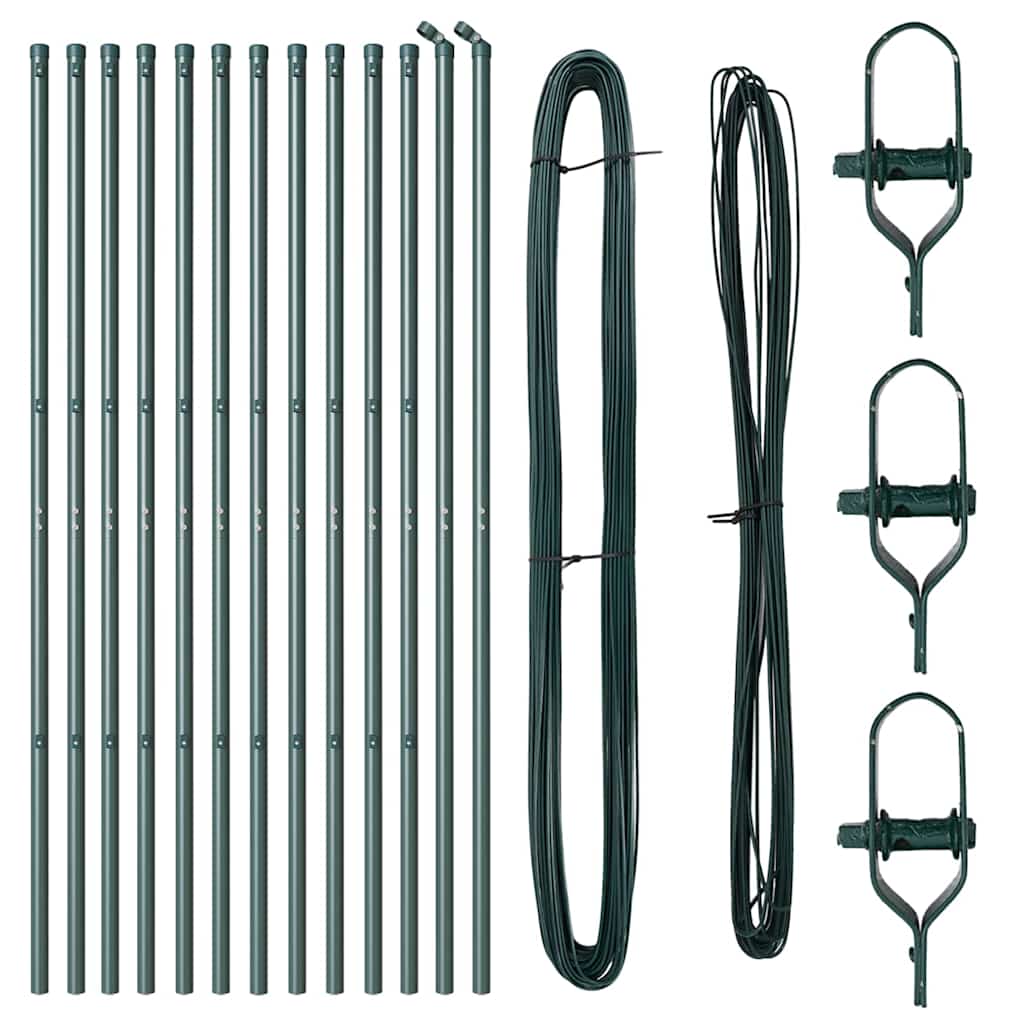 Afrasteringspaal 13 pcs Groen Staal