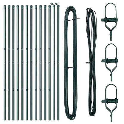 Afrasteringspaal 13 pcs Groen Staal