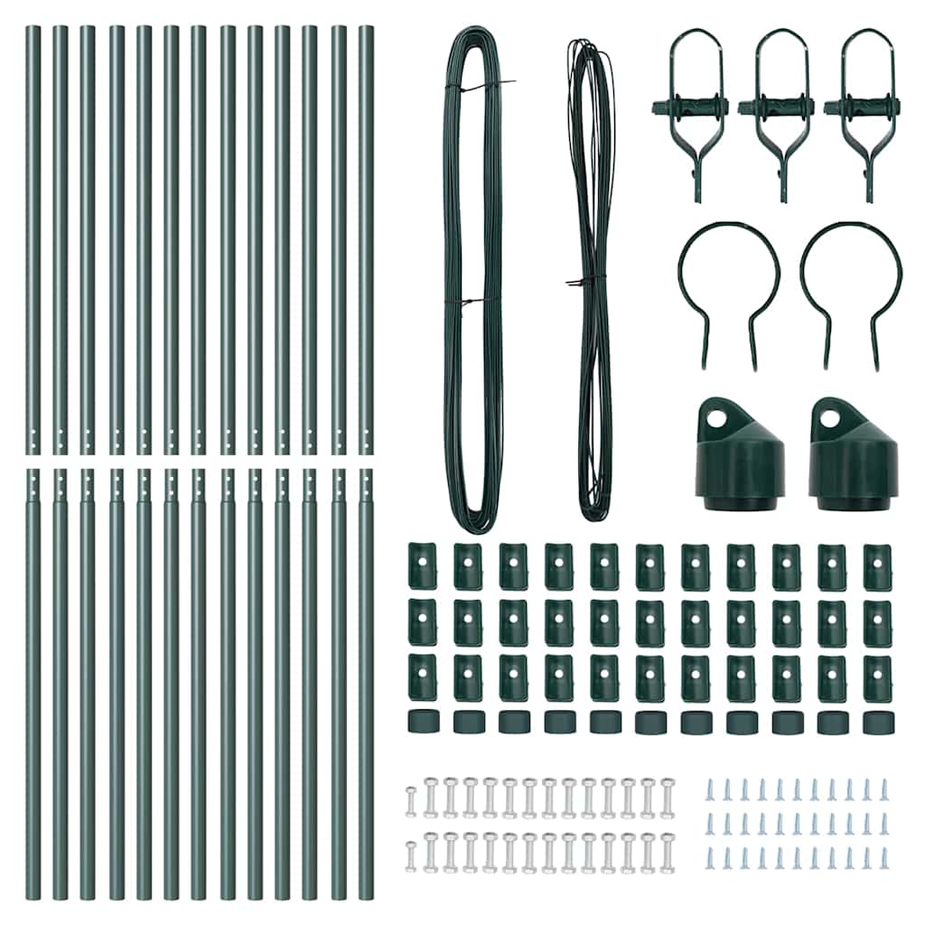 Afrasteringspaal 13 pcs Groen Staal