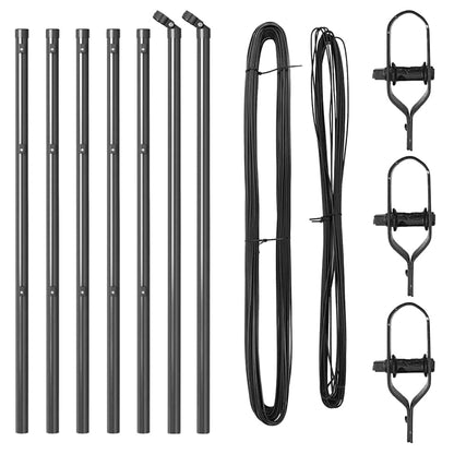Afrasteringspaal 7 pcs Grijs Staal