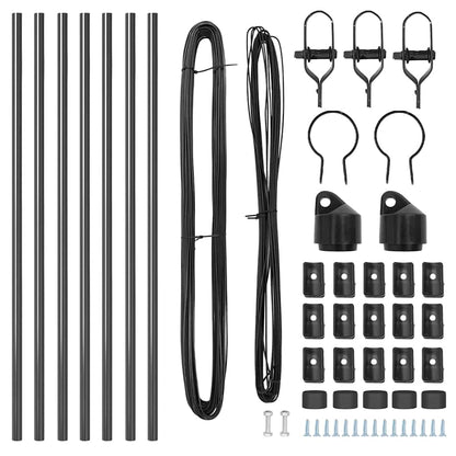 Afrasteringspaal 7 pcs Grijs Staal