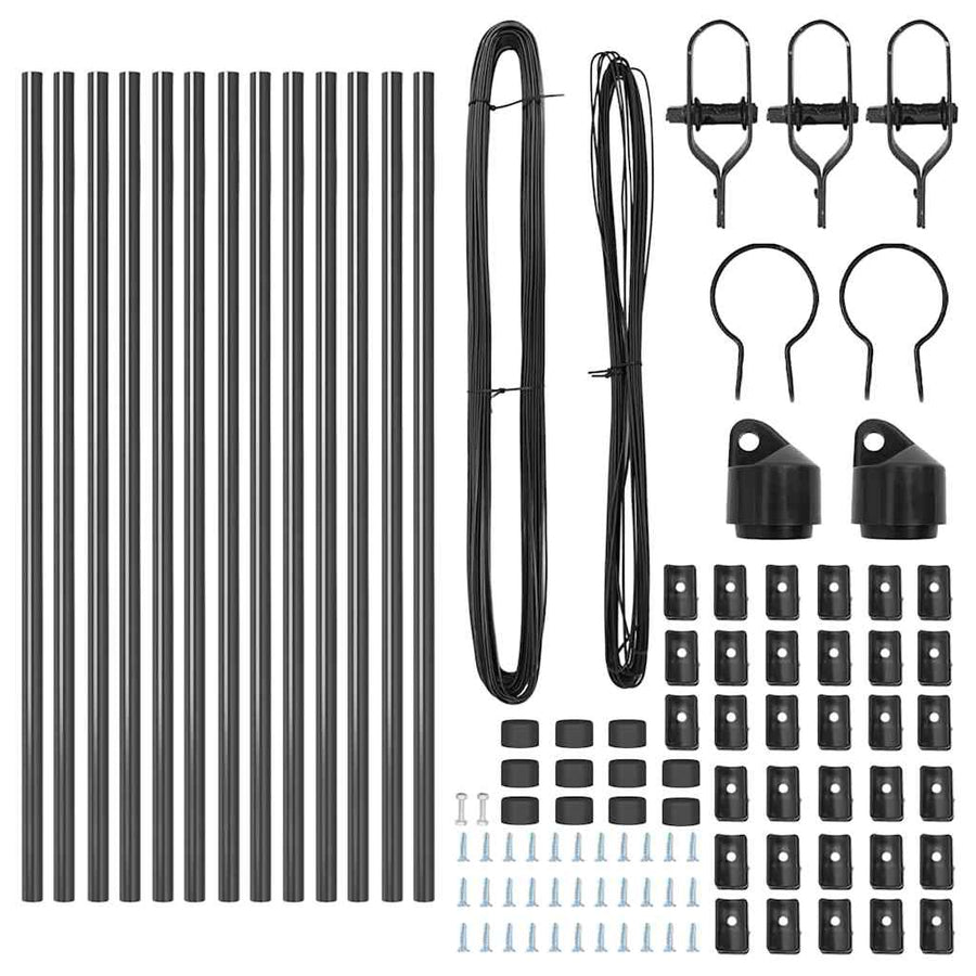 Afrasteringspaal 13 pcs Grijs Staal