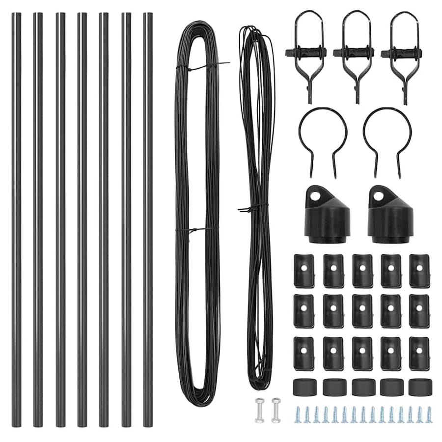 Afrasteringspaal 7 pcs Grijs Staal